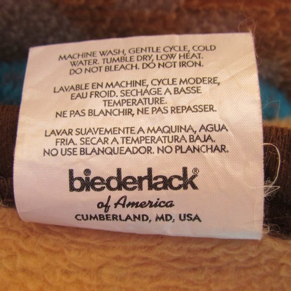 Vintage Aurora Biederlack Southwestern Aztec 90" x 73" Acrylic Blanket - Picture 5 of 5